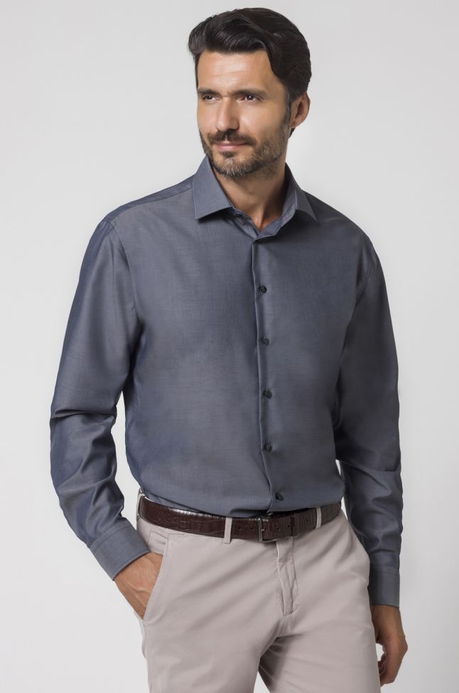 seidensticker Hemd Herren Seidensticker Regular Bügelfreie Einfarbig 100% Baumwolle kragen Italienisch Lange Ärmel