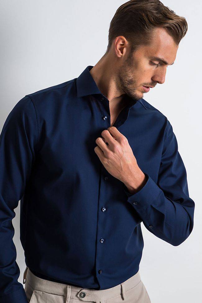 seidensticker Hemd Herren Seidensticker Regular Bügelfreie Einfarbig 100% Baumwolle kragen Italienisch Lange Ärmel