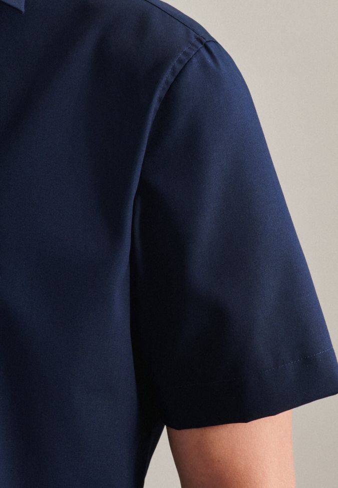 Seidensticker Hemd Herren Seidensticker Regular Bügelfreie Einfarbig 100% Baumwolle Kragen Italienisch Kurze Ärmel