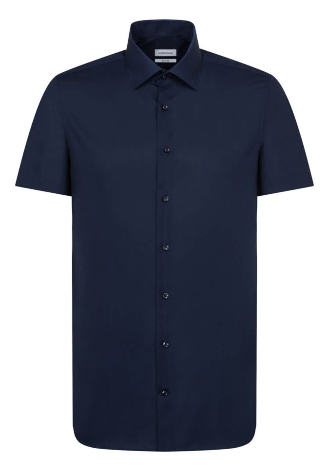 Seidensticker Hemd Herren Seidensticker Regular Bügelfreie Einfarbig 100% Baumwolle Kragen Italienisch Kurze Ärmel