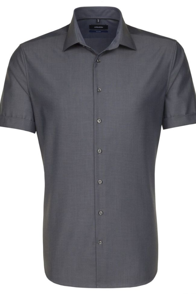 seidensticker Hemd Herren Seidensticker Regular Bügelfreie Einfarbig kragen Italienisch Kurze Ärmel