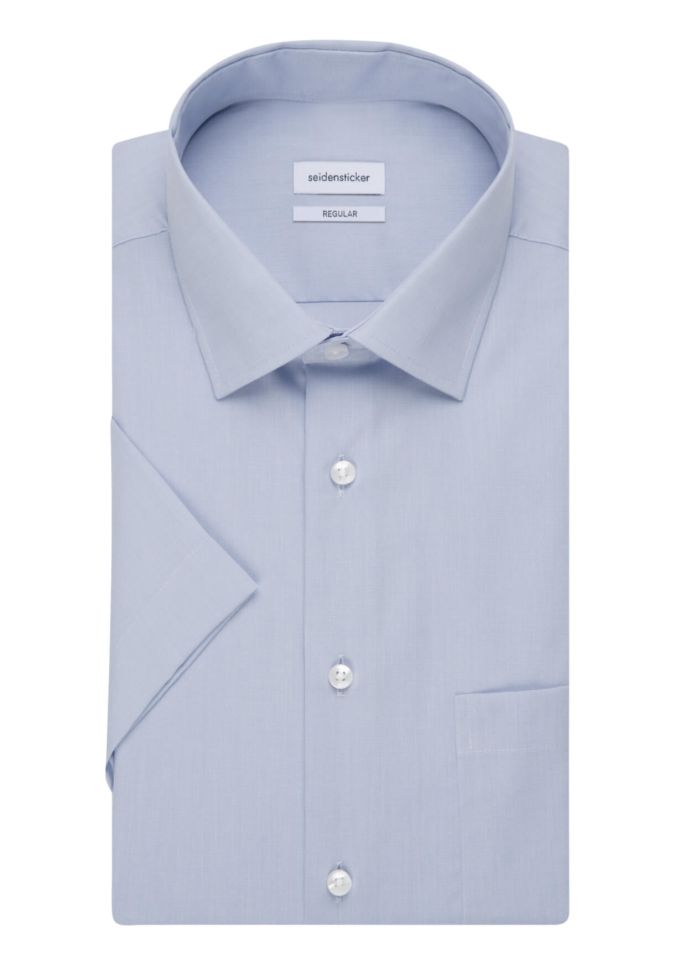 seidensticker Hemd Herren Seidensticker Regular Bügelfreie Einfarbig kragen Italienisch Kurze Ärmel