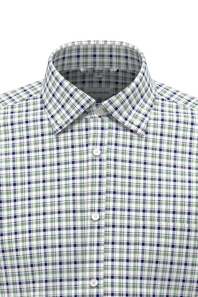 Seidensticker Hemd Herren Seidensticker Regular Bügelfreie Karo Kragen Button-Down Kurze Ärmel