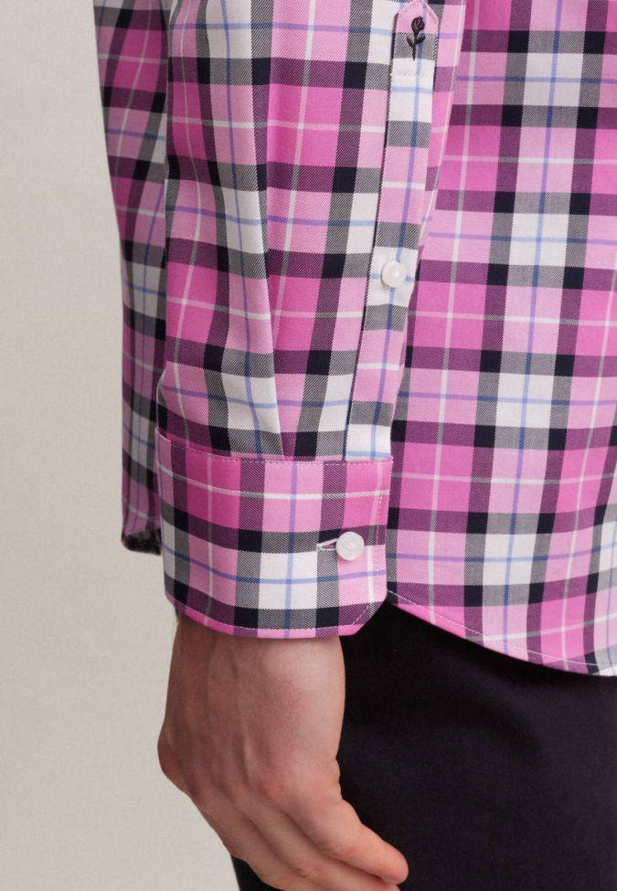 Seidensticker Hemd Herren Seidensticker Regular Bügelfreie Karo Kragen Button-Down Lange Ärmel