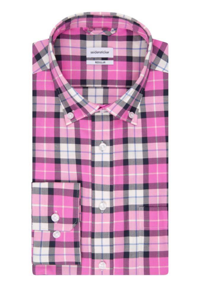 seidensticker Hemd Herren Seidensticker Regular Bügelfreie Karo kragen Button-Down Lange Ärmel