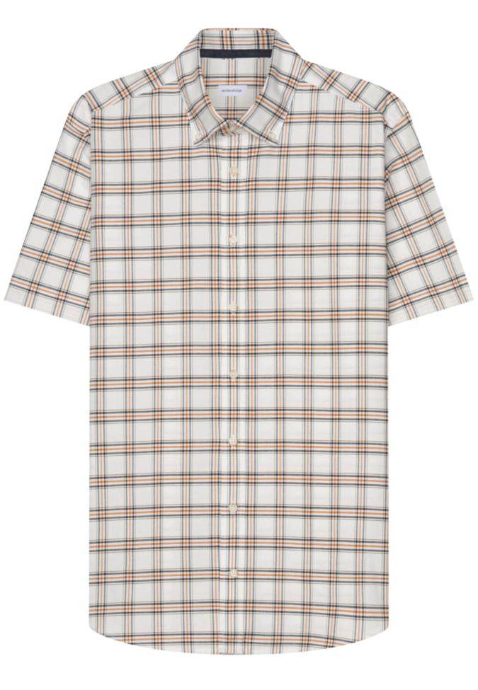 Seidensticker Hemd Herren Seidensticker Regular Bügelfreie Karo Kragen Button-Down Kurze Ärmel