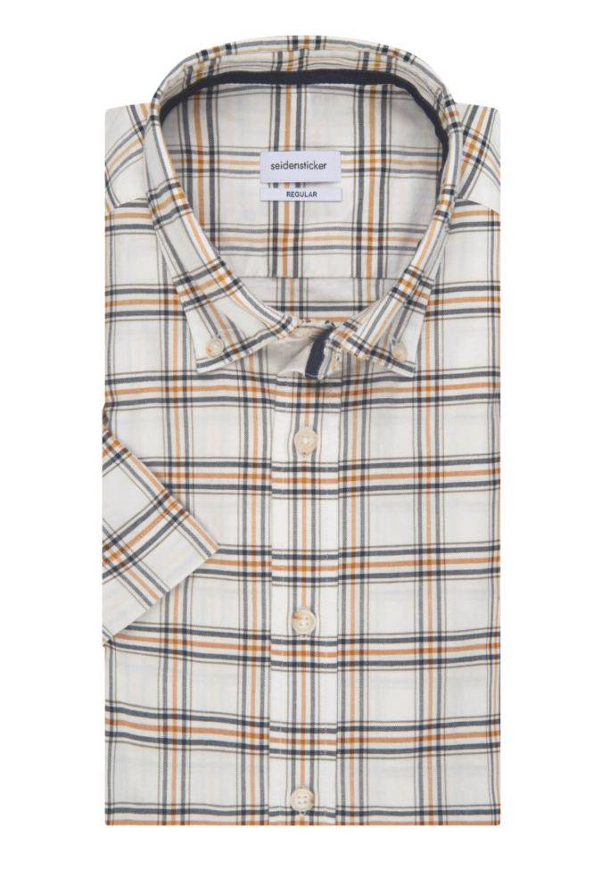 seidensticker Hemd Herren Seidensticker Regular Bügelfreie Karo kragen Button-Down Kurze Ärmel