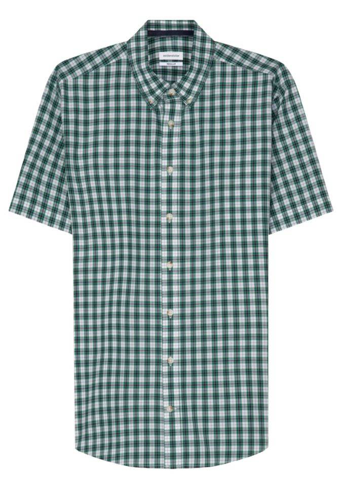 Seidensticker Hemd Herren Seidensticker Regular Bügelfreie Karo Kragen Button-Down Kurze Ärmel