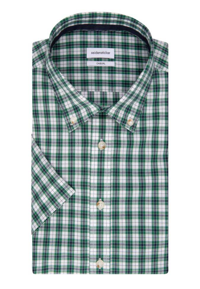 seidensticker Hemd Herren Seidensticker Regular Bügelfreie Karo kragen Button-Down Kurze Ärmel