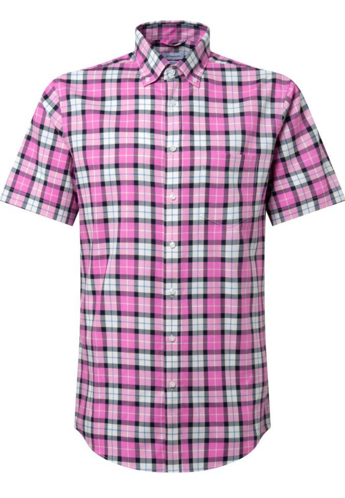 Seidensticker Hemd Herren Seidensticker Regular Bügelfreie Karo Kragen Button-Down Kurze Ärmel