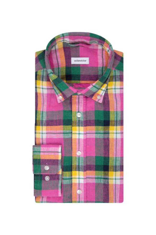 Seidensticker Hemd Herren Seidensticker Regular Bügelfreie Karo Kragen Button-Down Lange Ärmel