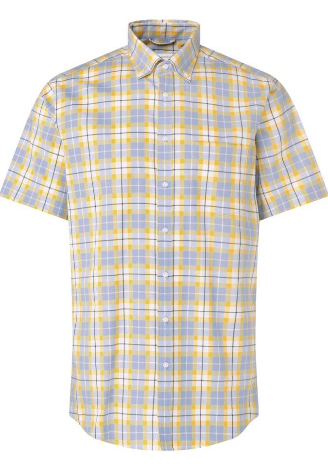 Seidensticker Hemd Herren Seidensticker Regular Bügelfreie Karo Kragen Button-Down Kurze Ärmel