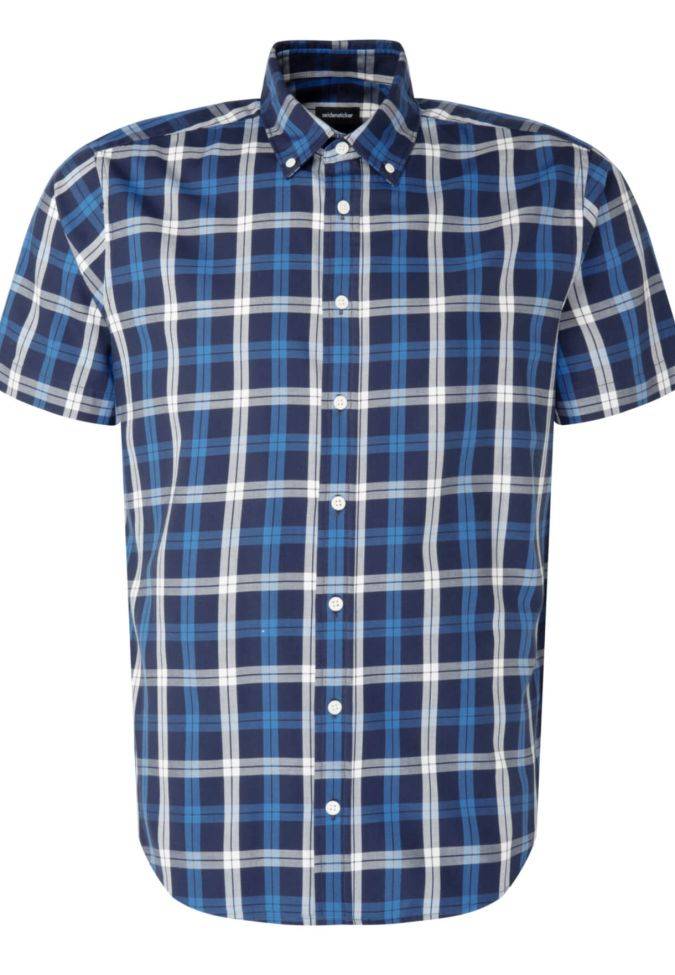 Seidensticker Hemd Herren Seidensticker Regular Bügelfreie Karo Kragen Button-Down Kurze Ärmel