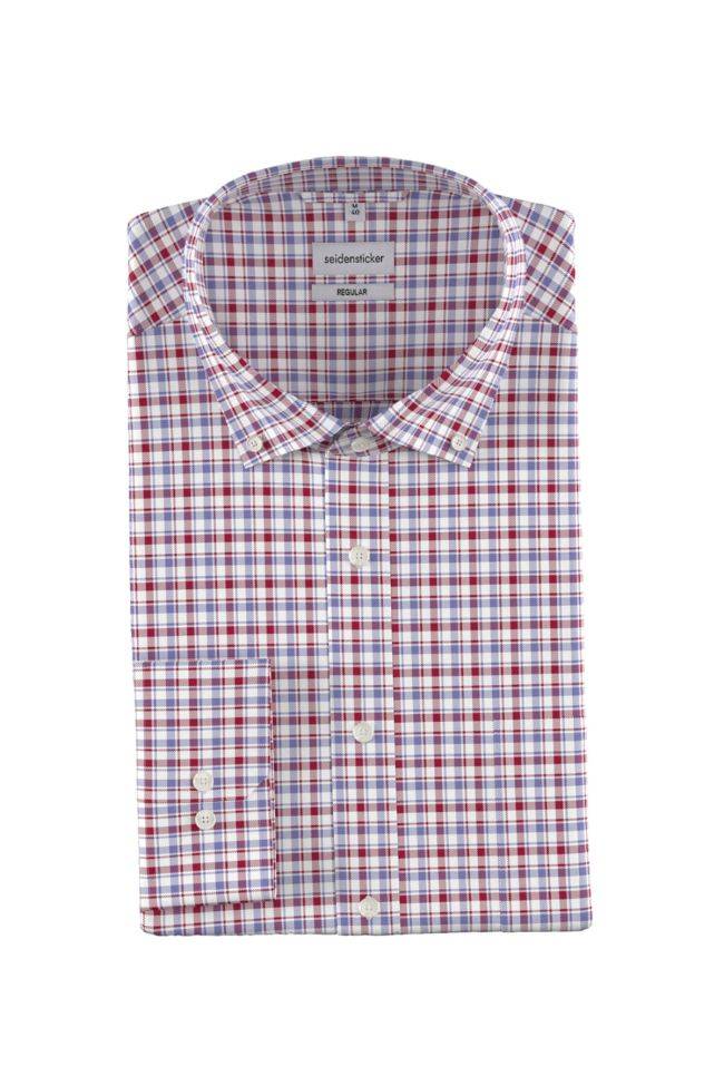seidensticker Hemd Herren Seidensticker Regular Bügelfreie Karo kragen Button-Down Lange Ärmel