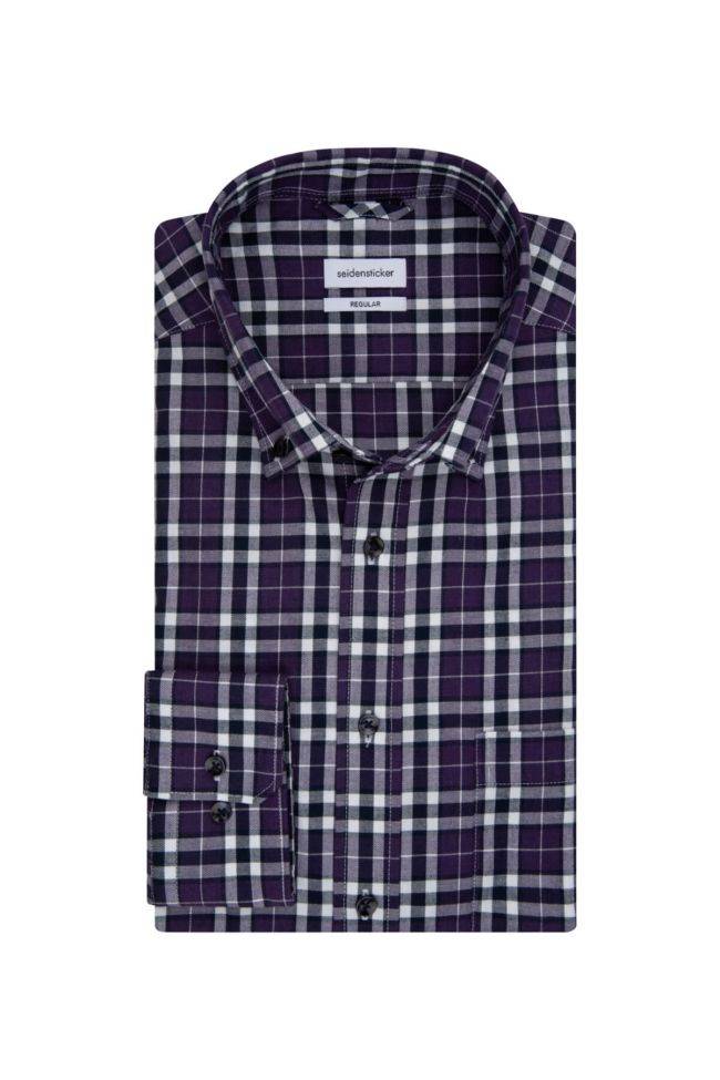 seidensticker Hemd Herren Seidensticker Regular Bügelfreie Karo kragen Button-Down Lange Ärmel