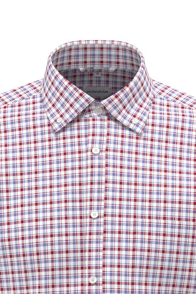 Seidensticker Hemd Herren Seidensticker Regular Bügelfreie Karo Kragen Button-Down Kurze Ärmel