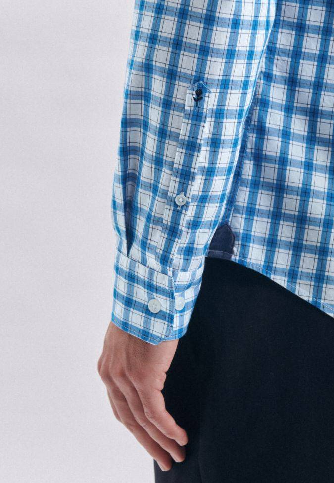 Seidensticker Hemd Herren Seidensticker Regular Bügelfreie Karo Kragen Button-Down Lange Ärmel