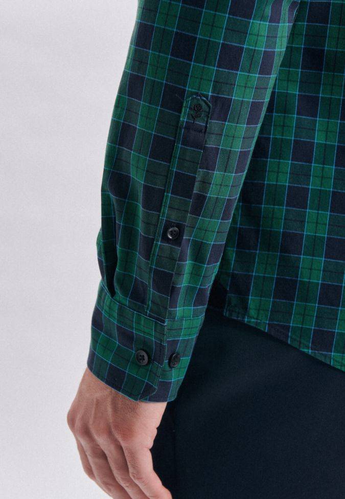 Seidensticker Hemd Herren Seidensticker Regular Bügelfreie Karo Kragen Button-Down Lange Ärmel