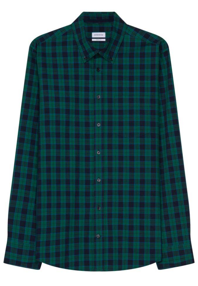 Seidensticker Hemd Herren Seidensticker Regular Bügelfreie Karo Kragen Button-Down Lange Ärmel