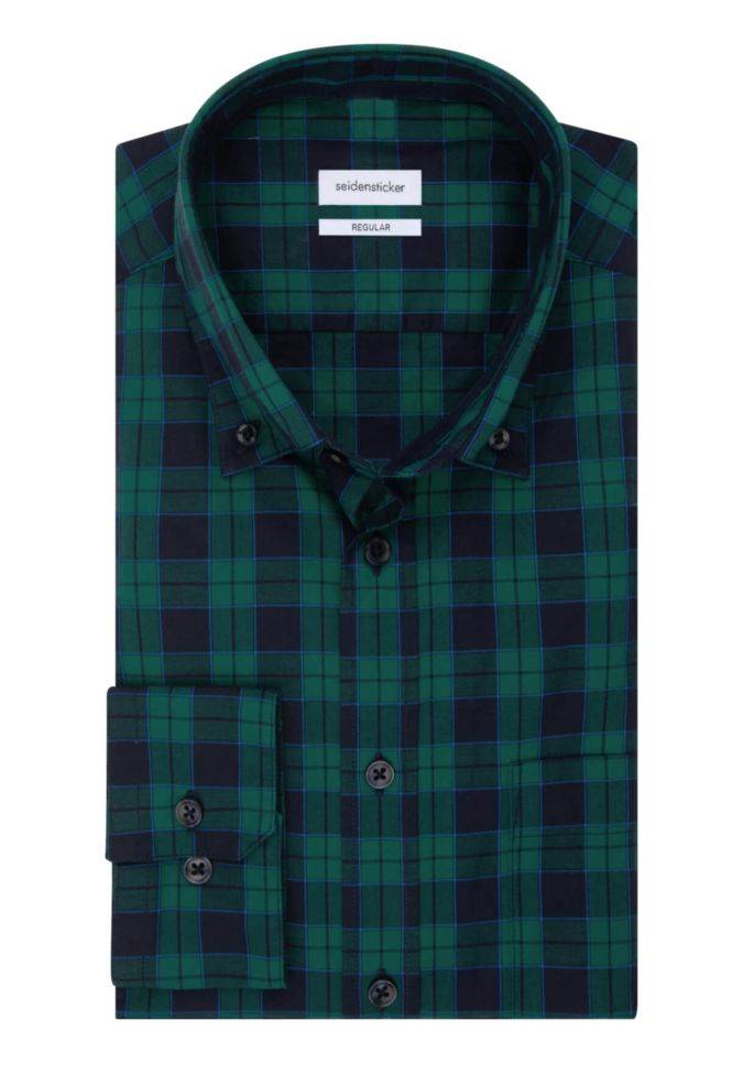 seidensticker Hemd Herren Seidensticker Regular Bügelfreie Karo kragen Button-Down Lange Ärmel