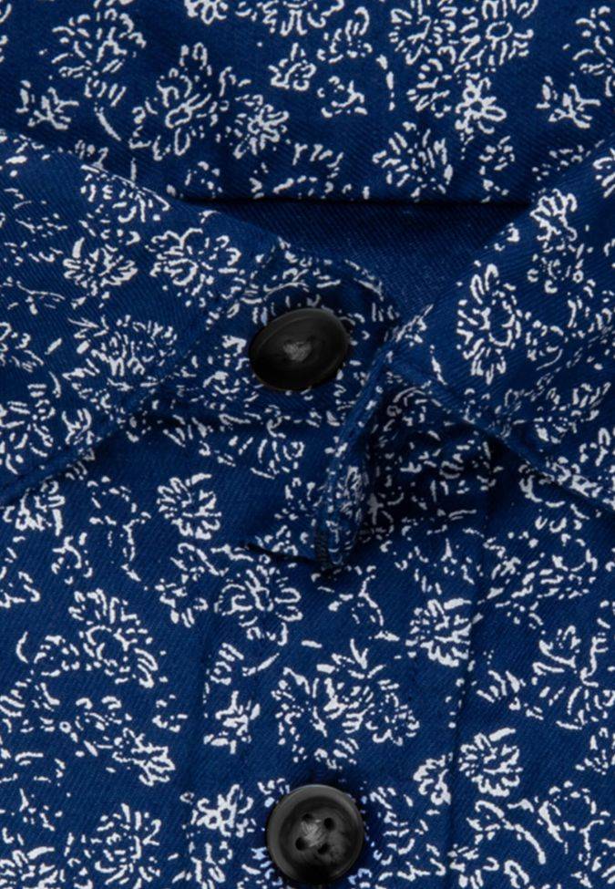 Seidensticker Hemd Herren Seidensticker Regular Bügelfreie Muster Kragen Button-Down Kurze Ärmel