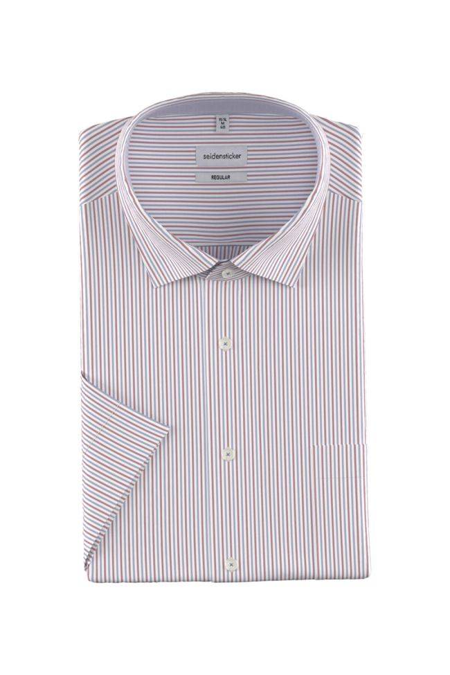 seidensticker Hemd Herren Seidensticker Regular Bügelfreie Streifen kragen Italienisch Kurze Ärmel