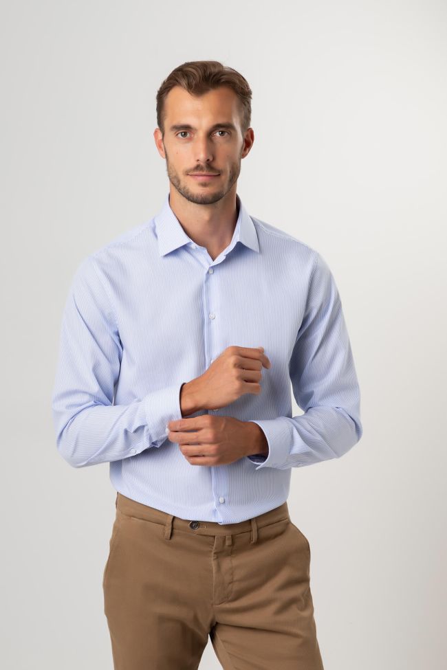 seidensticker Hemd Herren Seidensticker Regular Bügelfreie Streifen 100% Baumwolle kragen Italienisch Lange Ärmel