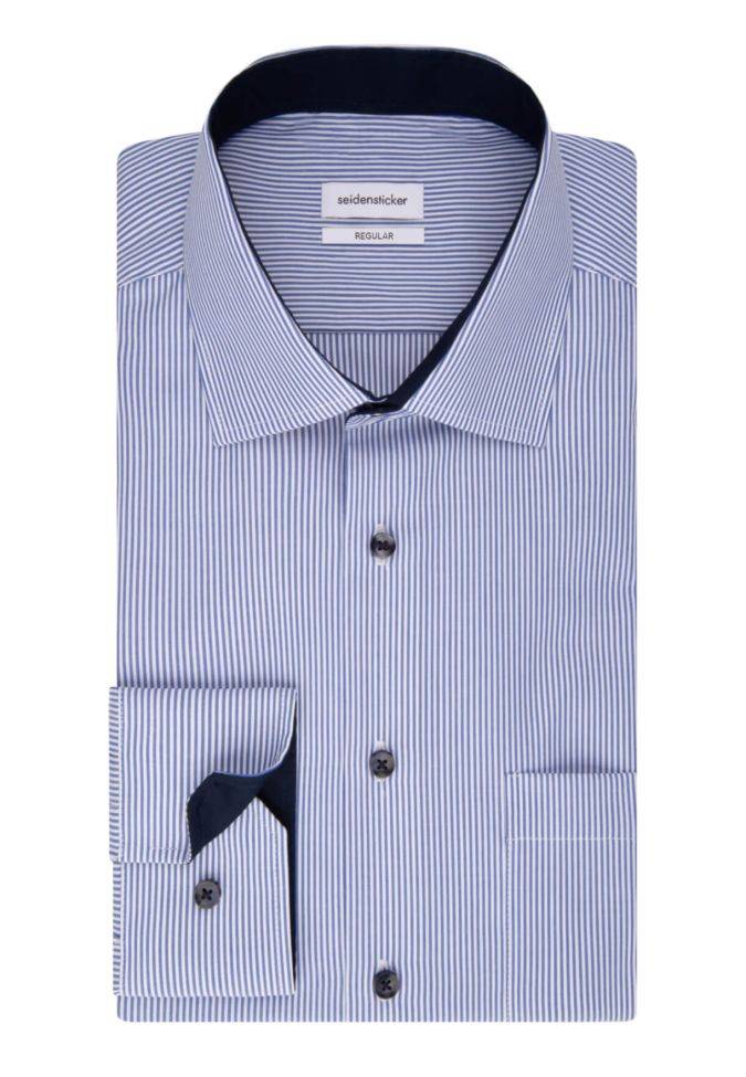 seidensticker Hemd Herren Seidensticker Regular Bügelfreie Streifen kragen Italienisch Lange Ärmel