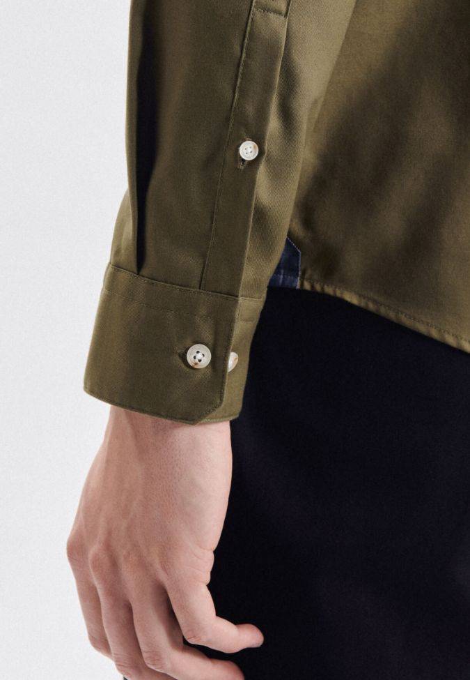 Seidensticker Hemd Herren Seidensticker Regular Einfarbig Kragen Button-Down Lange Ärmel