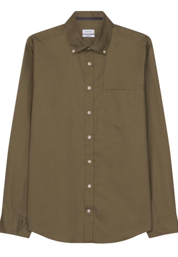 Seidensticker Hemd Herren Seidensticker Regular Einfarbig Kragen Button-Down Lange Ärmel