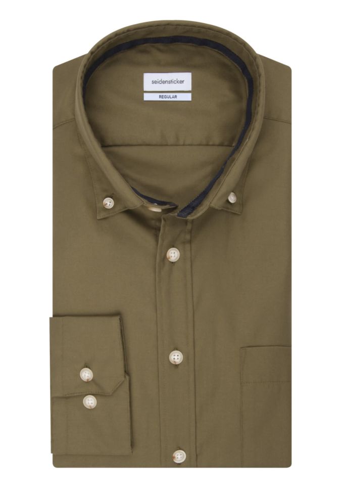 seidensticker Hemd Herren Seidensticker Regular Einfarbig kragen Button-Down Lange Ärmel