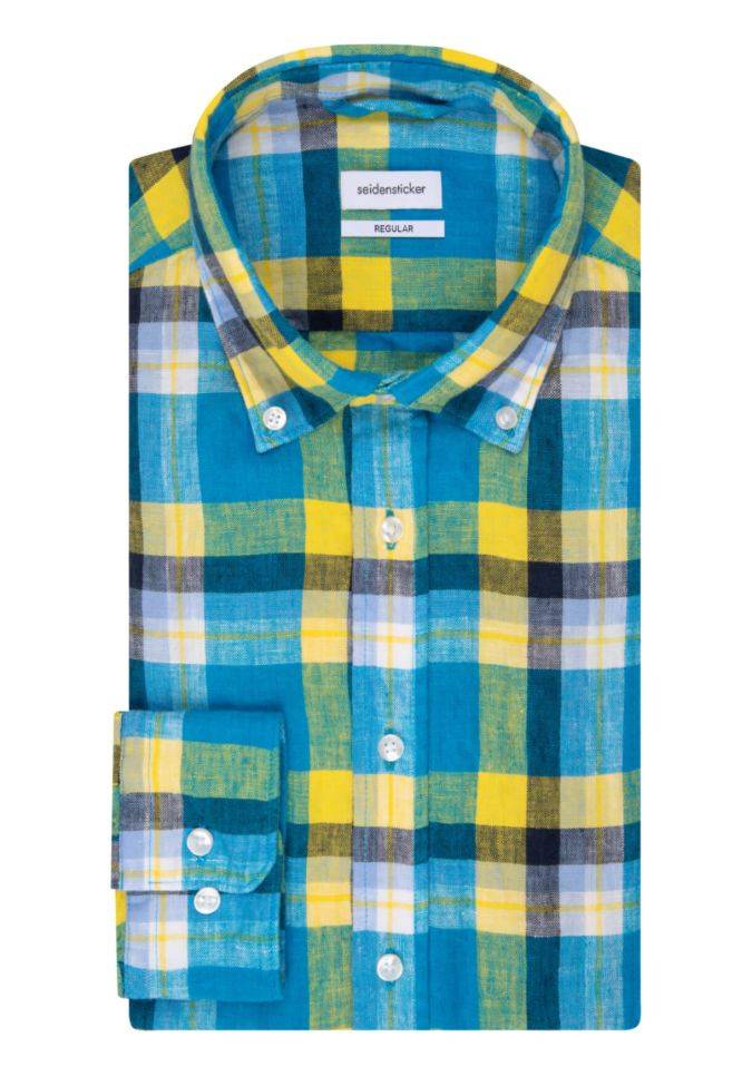 seidensticker Hemd Herren Seidensticker Regular Karo kragen Button-Down Lange Ärmel