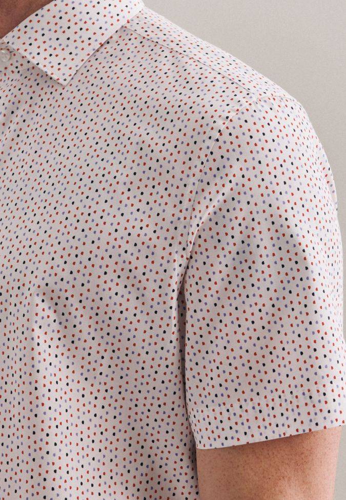 Seidensticker Hemd Herren Seidensticker Regular Muster Kragen Italienisch Kurze Ärmel