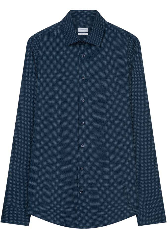 Seidensticker Hemd Herren Seidensticker Regular Muster Kragen Italienisch Lange Ärmel