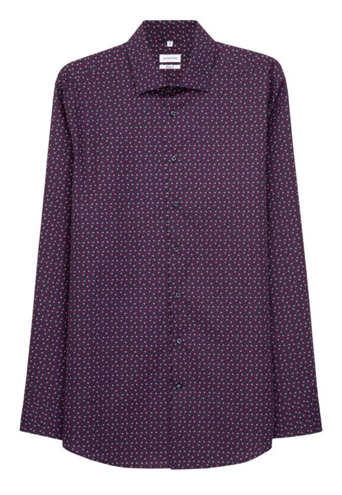 Seidensticker Hemd Herren Seidensticker Regular Muster Kragen Italienisch Lange Ärmel