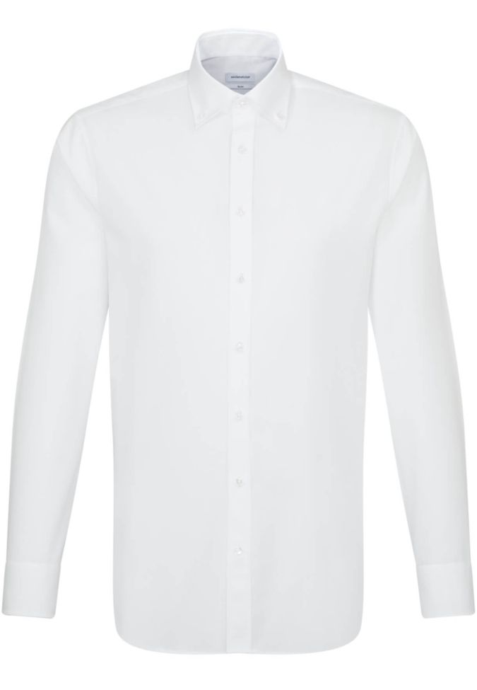 Seidensticker Hemd Herren Seidensticker Slim Bügelfreie Einfarbig Kragen Button-Down Lange Ärmel