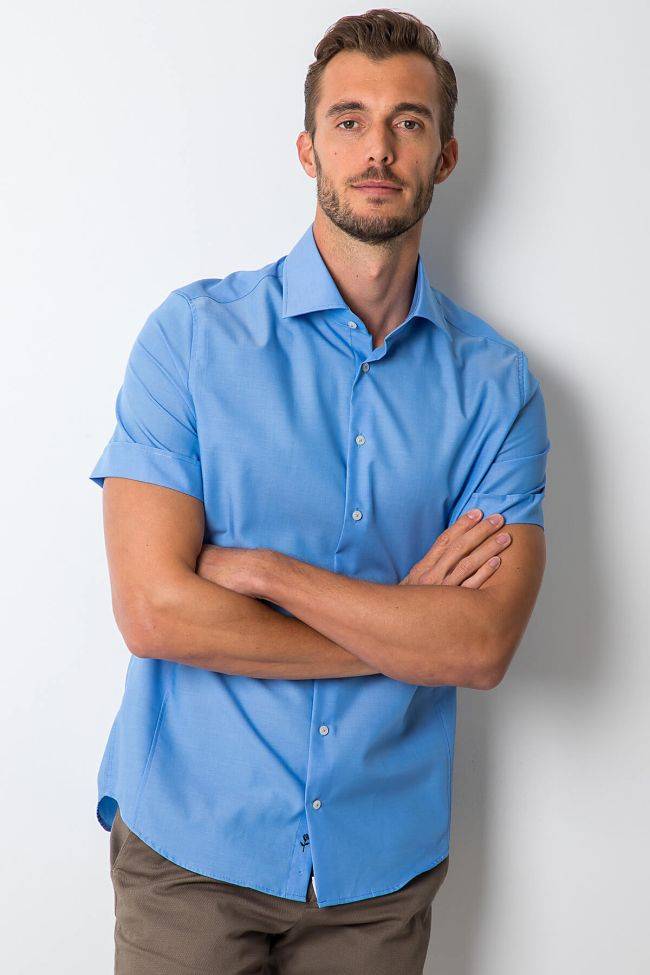 Seidensticker Hemd Herren Seidensticker Slim Bügelfreie Einfarbig 100% Baumwolle Kragen Italienisch Kurze Ärmel