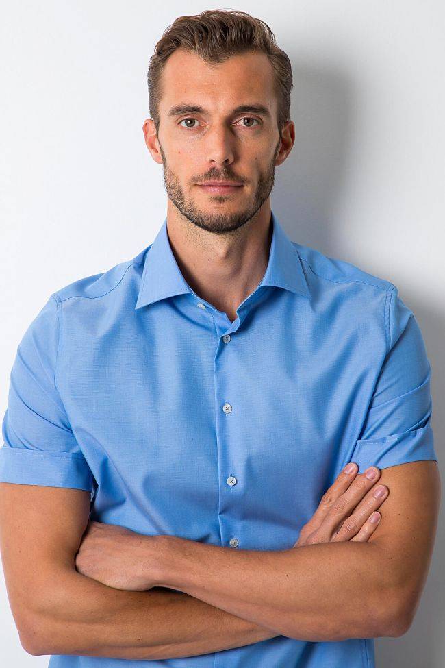 seidensticker Hemd Herren Seidensticker Slim Bügelfreie Einfarbig 100% Baumwolle kragen Italienisch Kurze Ärmel