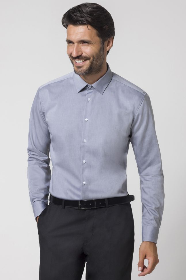 seidensticker Hemd Herren Seidensticker Slim Bügelfreie Einfarbig 100% Baumwolle kragen Italienisch Lange Ärmel