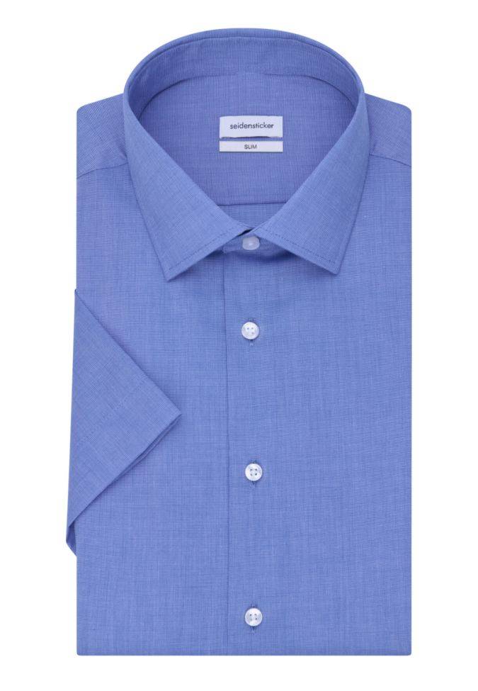 seidensticker Hemd Herren Seidensticker Slim Bügelfreie Einfarbig kragen Italienisch Kurze Ärmel