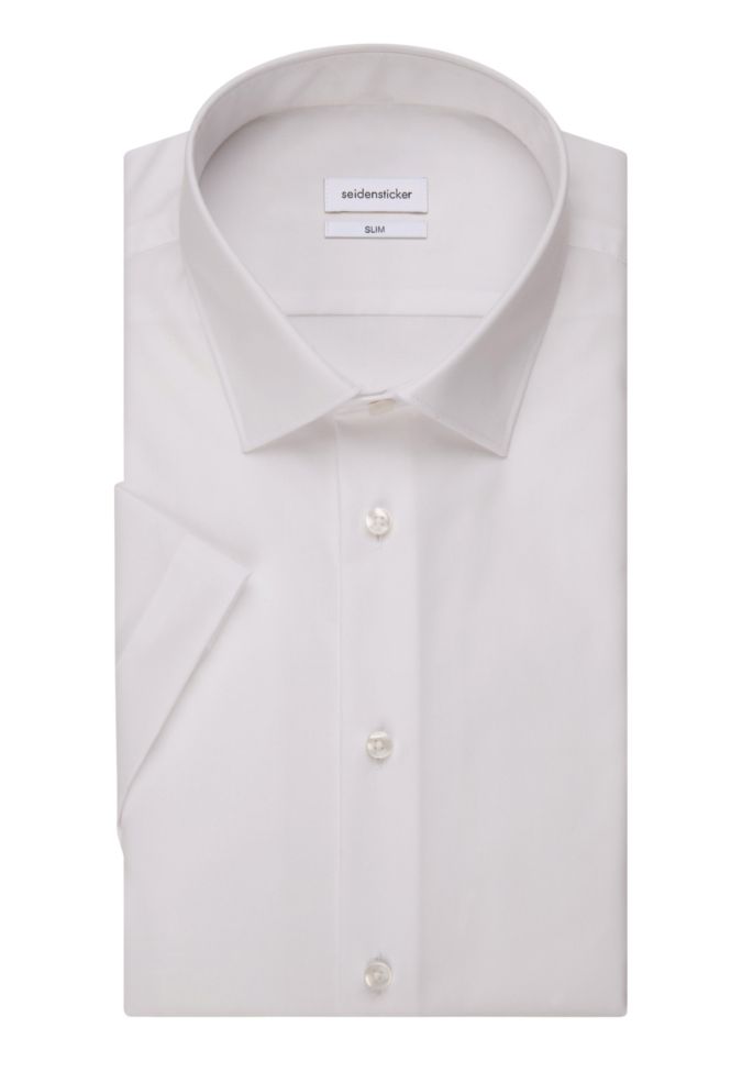 seidensticker Hemd Herren Seidensticker Slim Bügelfreie Einfarbig kragen Italienisch Kurze Ärmel