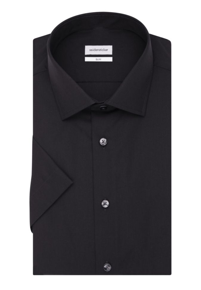 seidensticker Hemd Herren Seidensticker Slim Bügelfreie Einfarbig kragen Italienisch Kurze Ärmel