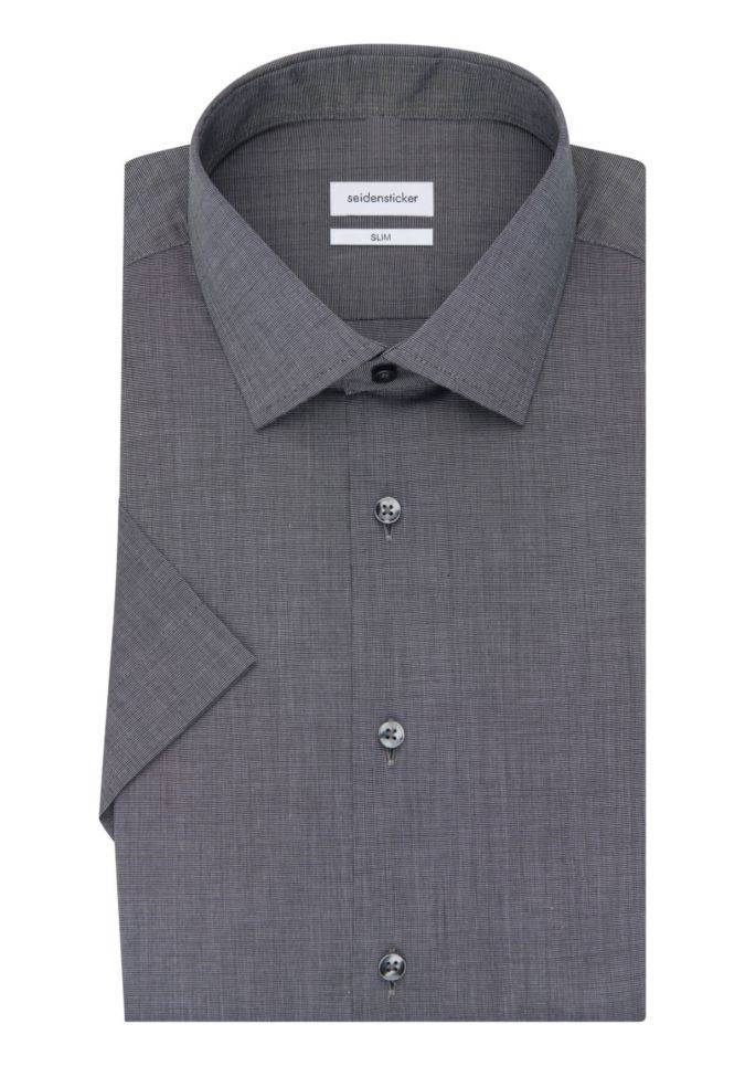 seidensticker Hemd Herren Seidensticker Slim Bügelfreie Einfarbig kragen Italienisch Kurze Ärmel