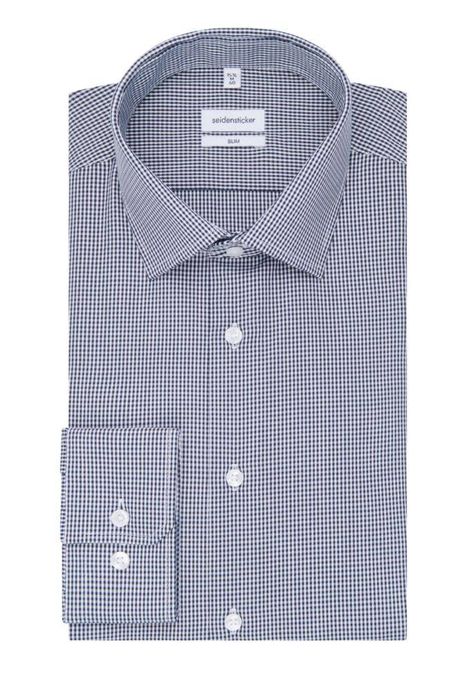 seidensticker Hemd Herren Seidensticker Slim Bügelfreie Karo kragen Italienisch Lange Ärmel