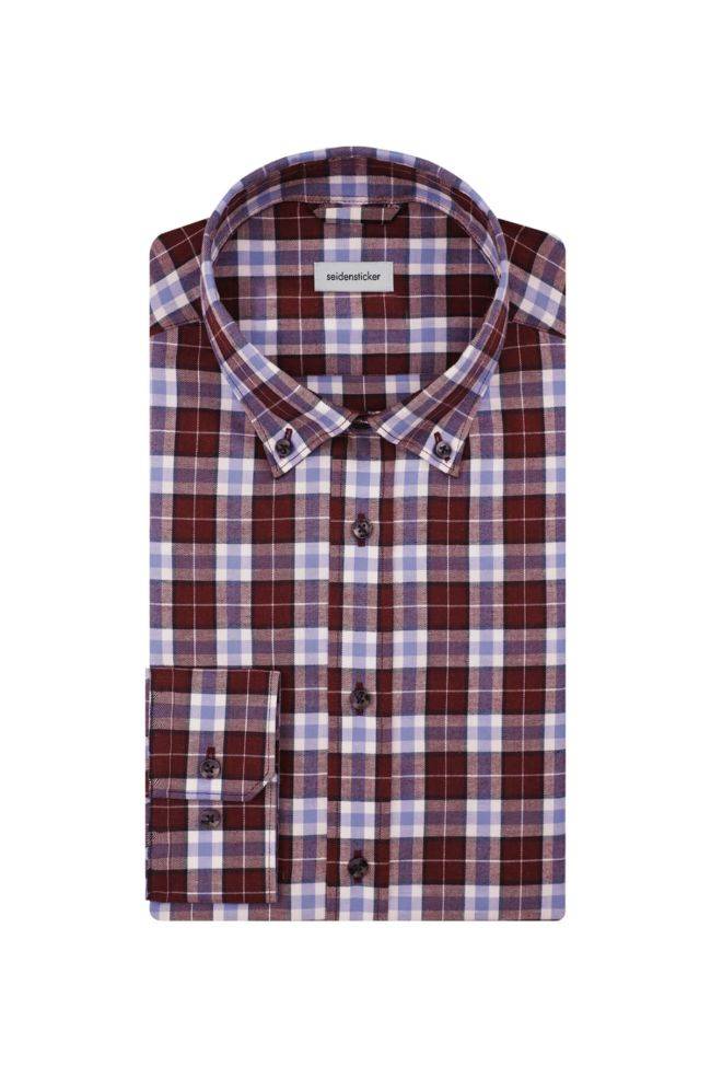 seidensticker Hemd Herren Seidensticker Slim Bügelfreie Karo kragen Button-Down Lange Ärmel