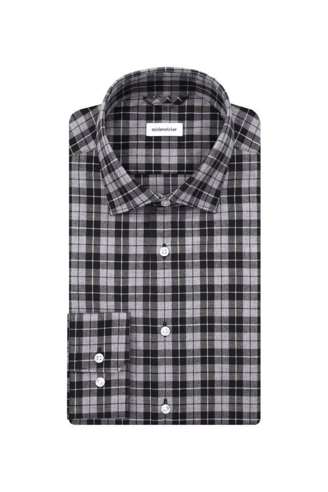 seidensticker Hemd Herren Seidensticker Slim Bügelfreie Karo kragen Italienisch Lange Ärmel