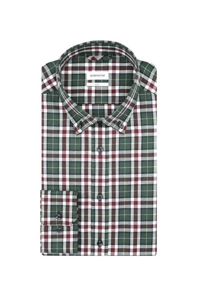 seidensticker Hemd Herren Seidensticker Slim Bügelfreie Karo kragen Button-Down Lange Ärmel