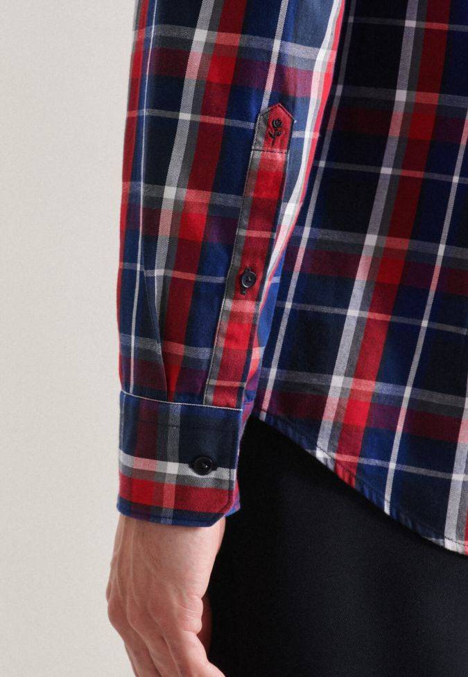 Seidensticker Hemd Herren Seidensticker Slim Bügelfreie Karo Kragen Button-Down Lange Ärmel