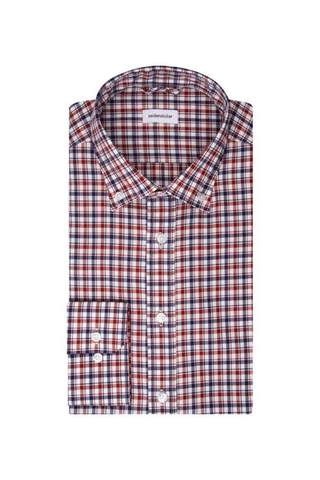seidensticker Hemd Herren Seidensticker Slim Bügelfreie Karo kragen Button-Down Lange Ärmel