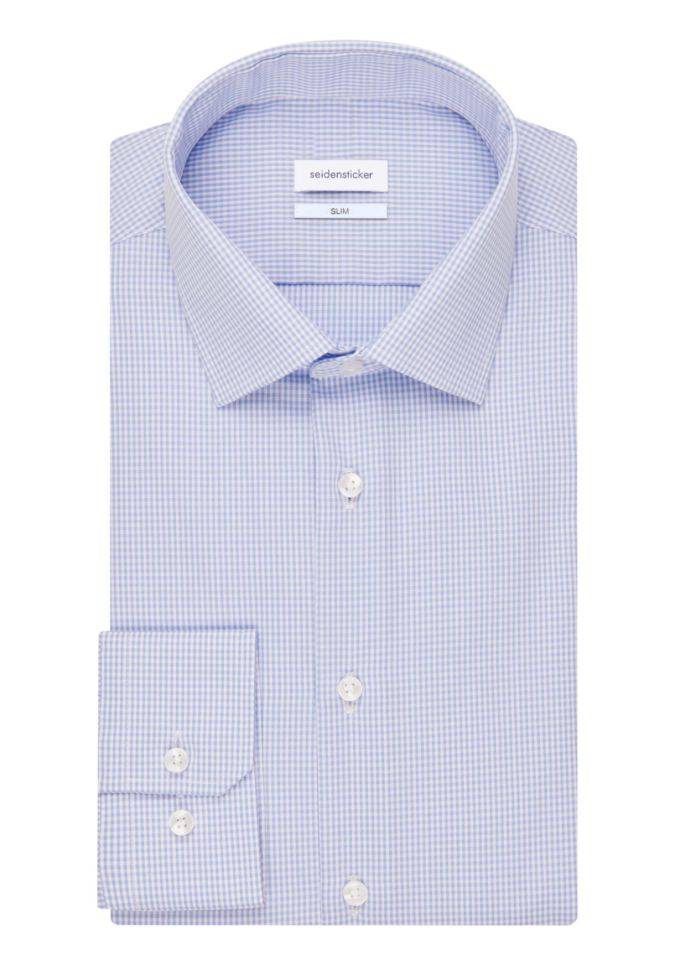 seidensticker Hemd Herren Seidensticker Slim Bügelfreie Karo kragen Italienisch Lange Ärmel